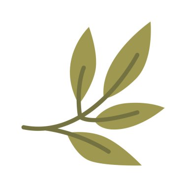 Sevimli çizgi film yeşil yaprak düz ikon dekorasyon dalı. Vektör illüstrasyonu