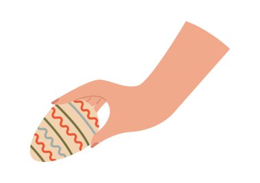 Paskalya yumurtası düz ikon resim çizme yaratıcı hobisi. Vektör illüstrasyonu