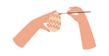 Paskalya yumurtası resmi çizmek yaratıcı bir hobi. Vektör illüstrasyonu