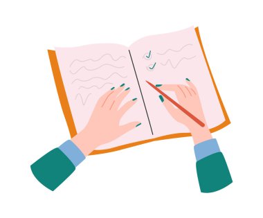 Defter düz simge eğitimine el yazısı. Vektör illüstrasyonu