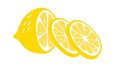 Dairesel dilimli limon meyvesi. Düz simge. Vektör illüstrasyonu