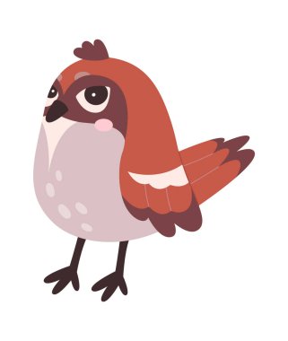 Spring Town kuş düz ikonu çizgi film serçesi. Vektör illüstrasyonu