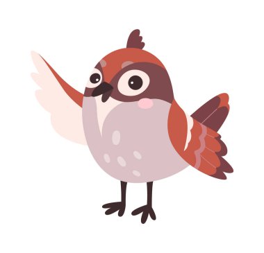 Şirin çizgi film serçesi düz bir ikon. Vektör illüstrasyonu