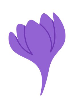 Parlak mor crocus bahar çiçekli düz ikon. Vektör illüstrasyonu