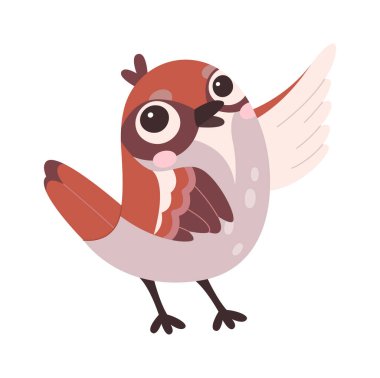 Çizgi film küçük bahar kasabası serçesi düz ikonu. Vektör illüstrasyonu