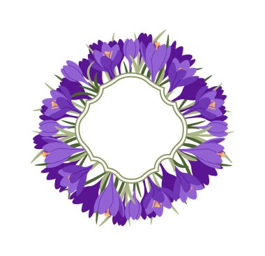 Mor timsahlı daire çerçeveler düz çiçek ikonu. Vektör illüstrasyonu