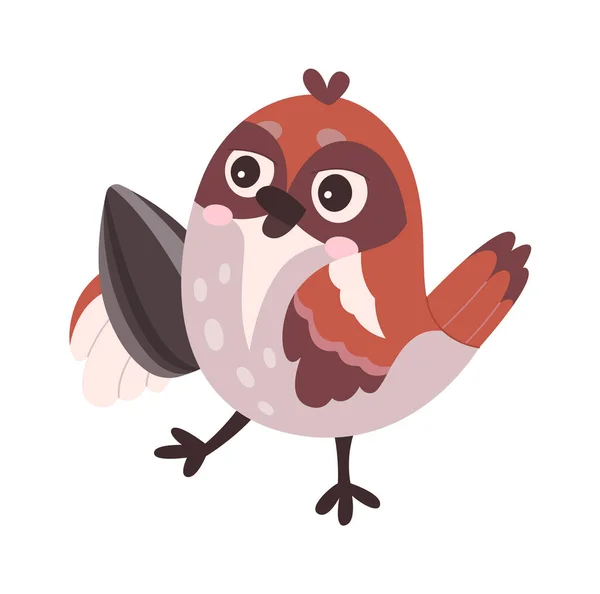 Kleiner Sperling Mit Samen Flach Symbol Cartoon Vogel Vektorillustration — Stockvektor