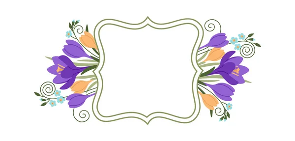 Cornice Con Brillante Icona Piatta Croco Bianco Viola Illustrazione Vettoriale — Vettoriale Stock