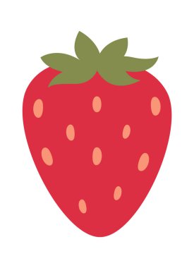 Çilekli, lezzetli, yassı meyve yetiştirme ikonu. Vektör illüstrasyonu