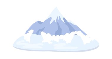 Karlı dağ düz ikonu Doğal afet. Vektör illüstrasyonu