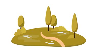 Rahatlamak için Green Valley düz ikon parkı. Vektör illüstrasyonu