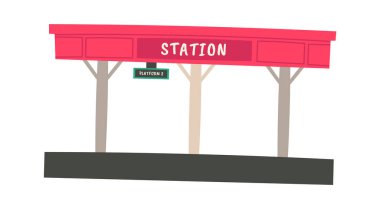 Tren istasyonu platformu düz ikon tren istasyonu. Vektör illüstrasyonu