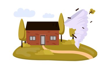 Kasırga düz ikon. Doğal afet. Şiddetli rüzgar. Vektör illüstrasyonu