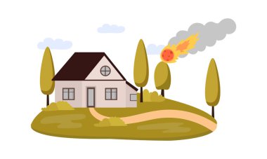 Kuyrukluyıldız düz bir ikon haline geldi. Vektör illüstrasyonu