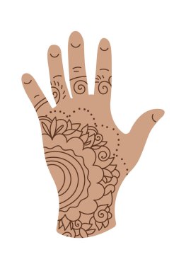Mehendi yassı vücut sanatı ve geçici dövme. Vektör illüstrasyonu