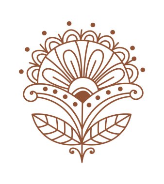 Mehendi düz Hint vücut sanatı ve geçici cilt dekorasyonu. Vektör illüstrasyonu