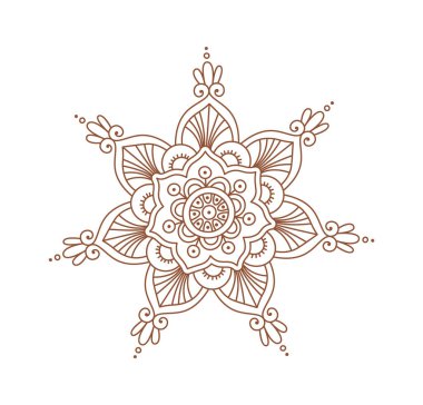 Mehendi düz Hint vücut sanatı ve geçici cilt dekorasyonu. Vektör illüstrasyonu