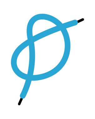 Bağcıklarını bağlamak için düz ayakkabı bağcıkları olan bir düğüm. Vektör illüstrasyonu