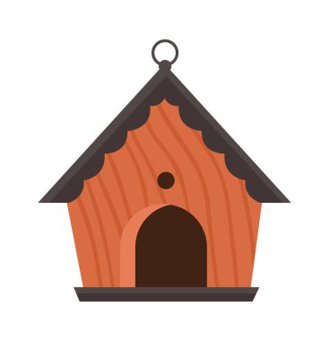 Klasik ahşap kuş evi düz ikonu. Vektör illüstrasyonu