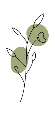 Yapraklar ve çiçek çizgileri çağdaş çiçek tasarımı. Vektör illüstrasyonu