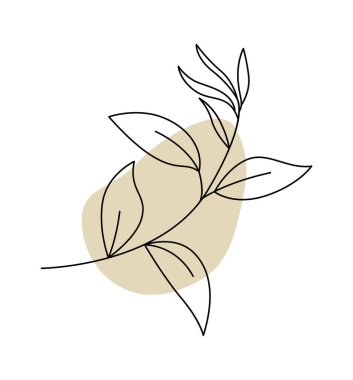 Yapraklar ve çiçek çizgileri çağdaş çiçek tasarımı. Vektör illüstrasyonu
