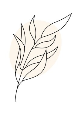 Yapraklar ve çiçek çizgileri çağdaş çiçek tasarımı. Vektör illüstrasyonu