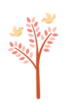 Çiçekli ağaç düz ikon bahar bahçesi. Vektör illüstrasyonu