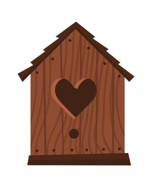 Kuşlar için klasik ahşap kuş yuvası düz ikon besleyici. Vektör illüstrasyonu