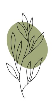 Yapraklar ve çiçek çizgileri çağdaş çiçek tasarımı. Vektör illüstrasyonu