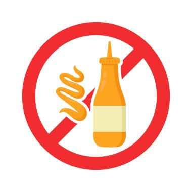 Alerjen gıda yasağı, hardal yasağı. Vektör illüstrasyonu