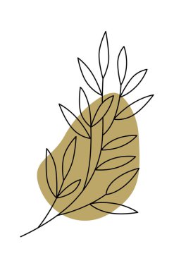 Yapraklar ve çiçek çizgileri çağdaş çiçek tasarımı. Vektör illüstrasyonu