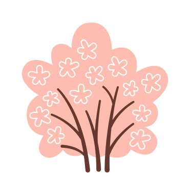 Çiçekli ağaç düz ikon bahar bahçesi. Vektör illüstrasyonu