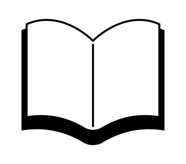 Siyah kitap düz simge tebeşir illüstrasyonu edebiyat okuyor. Vektör illüstrasyonu
