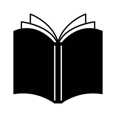 Siyah kitap düz simge tebeşir illüstrasyonu edebiyat okuyor. Vektör illüstrasyonu
