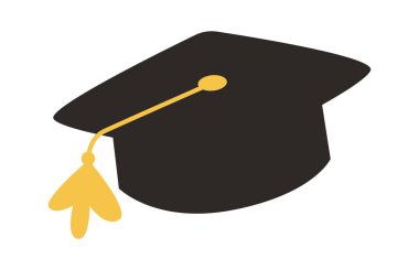 Akademik şapkanın düz simgesi. Özel kıyafet. Vektör illüstrasyonu