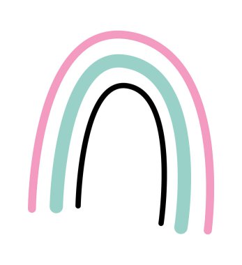 El çizimi soyut gökkuşağı düz simgesi. Vektör illüstrasyonu