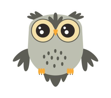 Sevimli çizgi film bilge baykuş yassı ikonu bilgeliği simgeler. Vektör illüstrasyonu