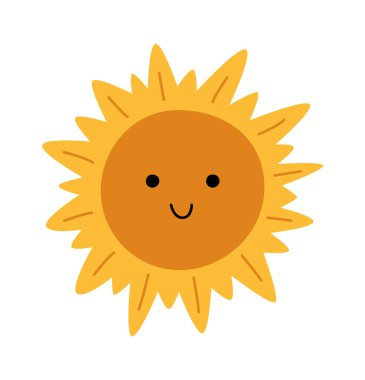 Tatlı çizgi film uyuyan güneş düz ikonu güneş sistemi astrolojisi. Vektör illüstrasyonu