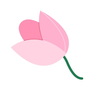 Pembe lale çiçeği dekoru düz simge. Vektör illüstrasyonu