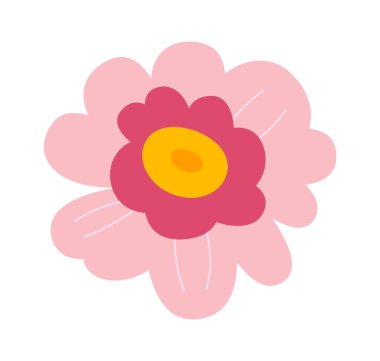 Pembe yaban çiçeği dekoru düz simge. Vektör illüstrasyonu