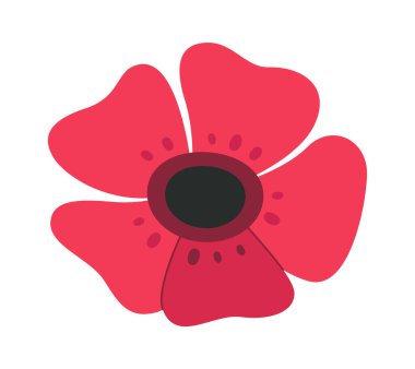 Haşhaş çiçeğinin düz ikonu çiçek açtı. Vektör illüstrasyonu