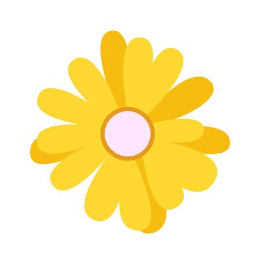 Sarı papatya çiçeği dekoru düz simge. Vektör illüstrasyonu