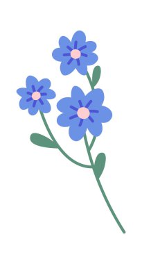 Çiçeksiz ikon çiçek dekoru kır çiçeklerini unut. Vektör illüstrasyonu