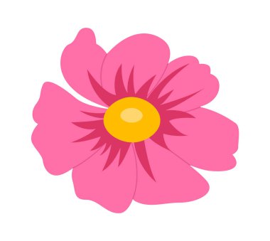 Pembe yaban çiçeği dekoru düz simge. Vektör illüstrasyonu