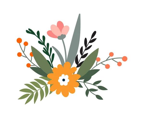 Element Dekoracji Kwiat Płaski Ikona Wildflowers Bukiet Ilustracja Wektora — Wektor stockowy