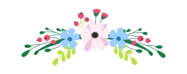 Wildflowers Wieniec Płaska Ikona Kolorowe Kwiaty Bukiet Ilustracja Wektora — Wektor stockowy