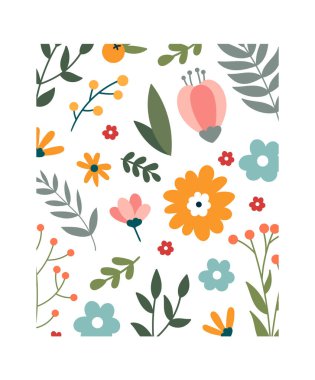 Çiçek karesi arka plan düz çiçek deseni tasarımı şekillendirir. Vektör illüstrasyonu