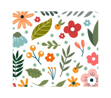 Çiçek karesi arka plan düz çiçek deseni tasarımı şekillendirir. Vektör illüstrasyonu