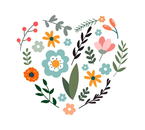 Flower Heart Shapes Background Flat Icon Floral Design Vector Illustration — Vettoriale Stock