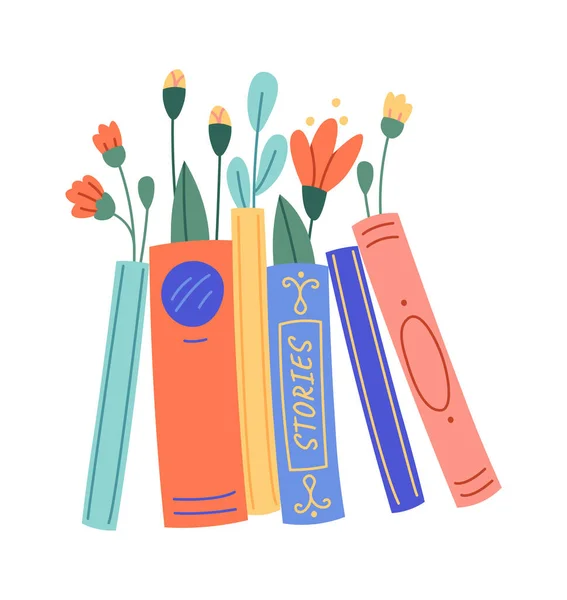 花のフラットアイコンと本花の装飾野生の花花束 ベクターイラスト — ストックベクタ